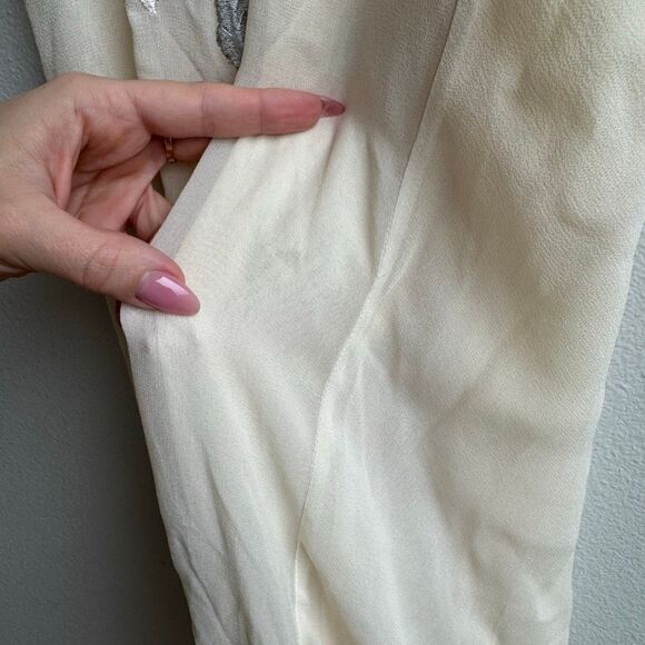 Vintage Soft Surroundings 100% Silk Embroidered Floral Ivory Slip Dress Size XL - Picture 9 of 9